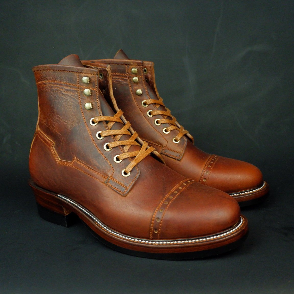Prof Barnets “Benjamin” Cap Toe Balmoral 6” ( Gallun Horse Butt Cognac )